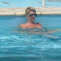 *BK French Busty Blonde Mature Sunbathing In Resort