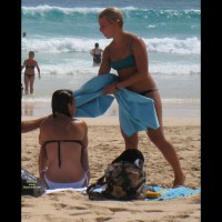 Blonde And Her Mom On The Beach