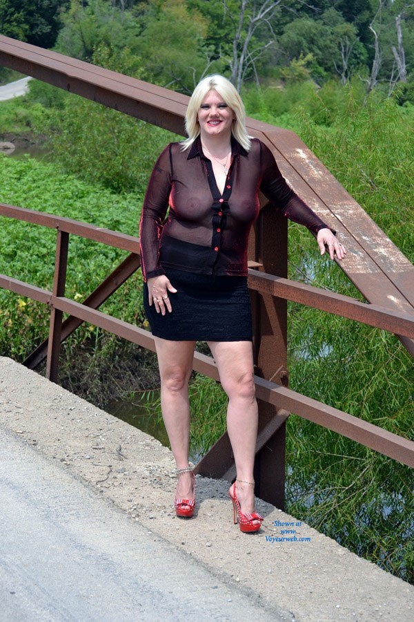 Pic #1 My New Look - Blonde, Dressed, High Heels Amateurs, Wife/wives, Body Piercings, Outdoors, Pussy, Shaved, Bbw