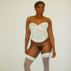 Ebony In White Lingerie - Ebony, Lingerie