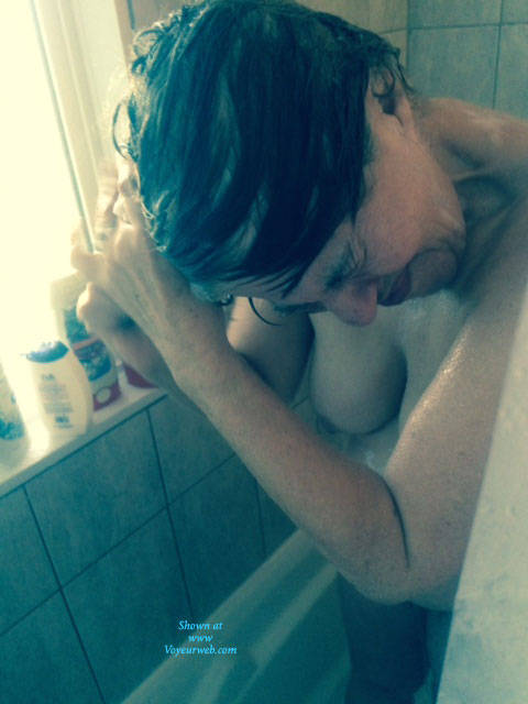 Pic #1 Enjoying A Bath - Brunette, Mature