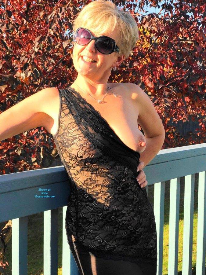 Pic #1 Fall Splendour  - Big Tits, Blonde, Outdoors, See Through, Amateur, Big Nipples