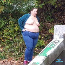 Pic #1 Abandoned Train Tunnel - Bbw, Big Tits, Brunette, Outdoors, Amateur, Wife/wives