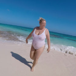 Pic #1 Sheer Bathing Suit On Public Beach - Beach, Big Tits, Outdoors, See Through, Amateur