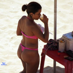 Pink Bikini From Recife City - Beach, Brunette, Outdoors, Bikini Voyeur