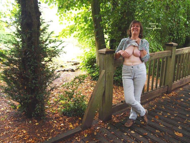 Pic #1 Looking Back - As We Cant Go Out - Big Tits, Brunette, Mature, Outdoors, Amateur