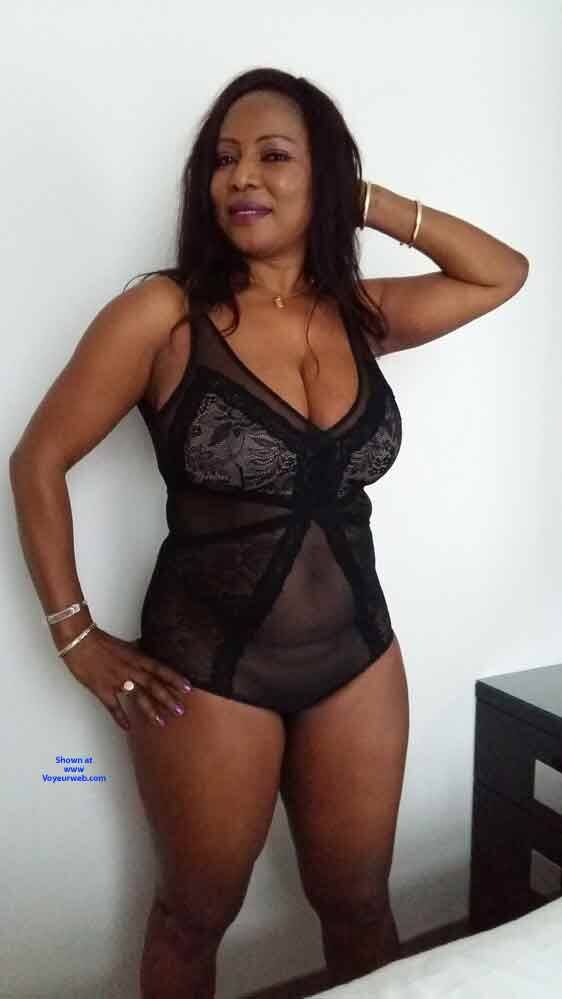 Pic #1 Big Tits Ebony MILF Ndey Posing in Lingerie