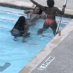 girls playing in the pool!