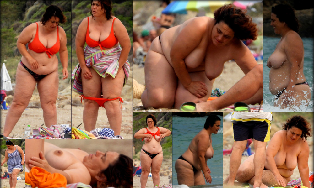 Pic #1 Mature BBW Beach candid topless