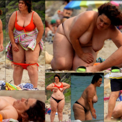 Pic #1 Mature BBW Beach candid topless