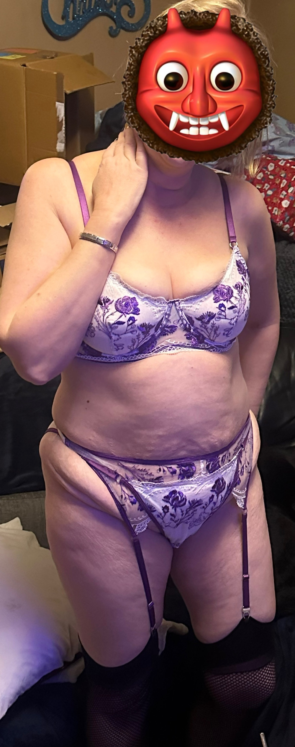 Pic #1 New Purple and White Lingerie Set