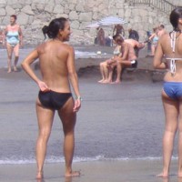 Pic #1 Topless Girls Walking On The Beach